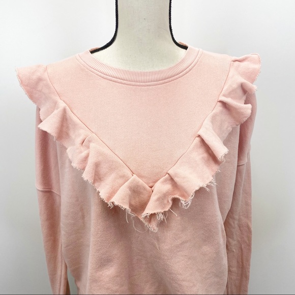 Free People Ooh La Ruffle Pullover Uptown Pink Top Size Medium Bohemian - Picture 6 of 9